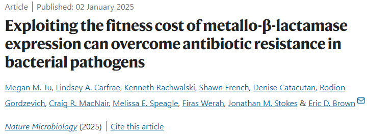 利用金屬β-內酰胺酶表達的適應性成本可以克服細菌病原體的抗生素耐藥性