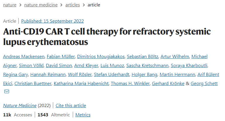 CAR-T細(xì)胞療法用于自身免疫性疾病患者 CAR-T細(xì)胞療法用于自身免疫性疾病患者