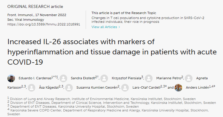 IL-26是嚴重COVID-19的一種潛在生物標(biāo)志物 IL-26是嚴重COVID-19的一種潛在生物標(biāo)志物