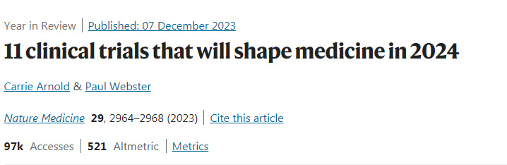 2024年將影響醫(yī)學(xué)的11項(xiàng)臨床試驗(yàn) 2024年將影響醫(yī)學(xué)的11項(xiàng)臨床試驗(yàn)