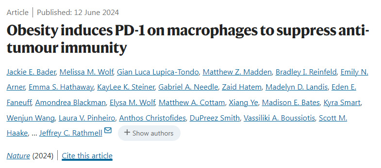 肥胖誘導巨噬細胞上的PD-1抑制抗腫瘤免疫 肥胖誘導巨噬細胞上的PD-1抑制抗腫瘤免疫
