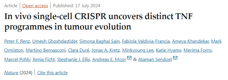 體內(nèi)單細胞CRISPR揭示了腫瘤進化中不同的TNF程序